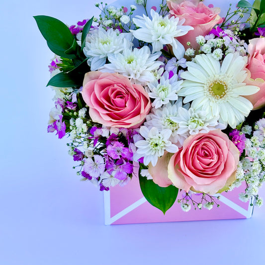 Flower Envelop with pink and white flower delivery Sydney