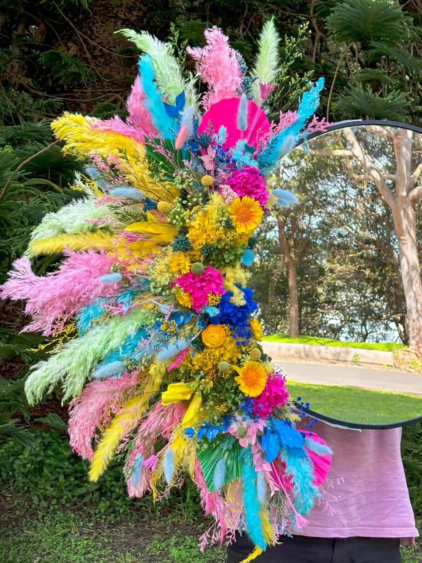 Skyward Rainbow - Dried Flower Mirror - Office Flower