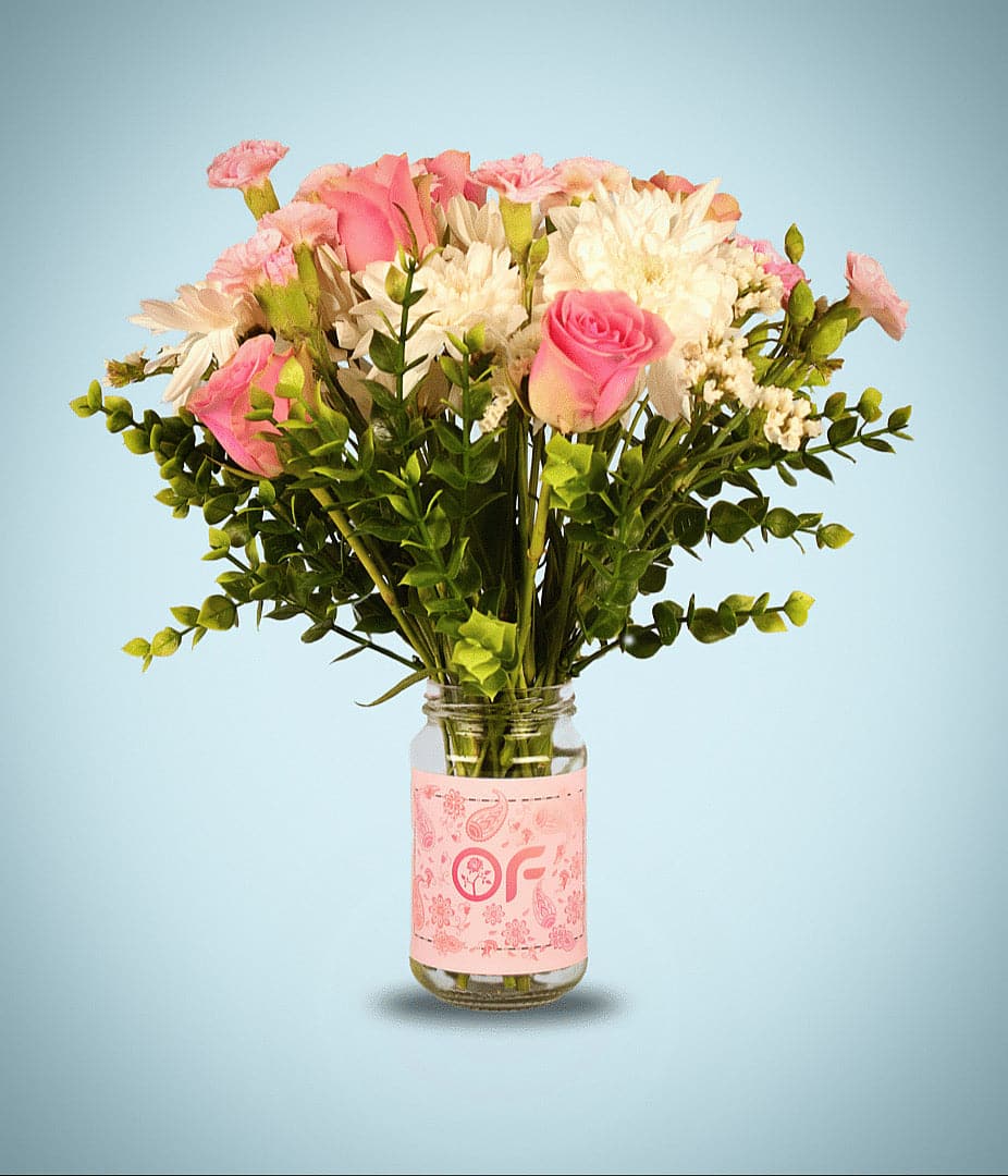 Pink and White Jar - Office Flower