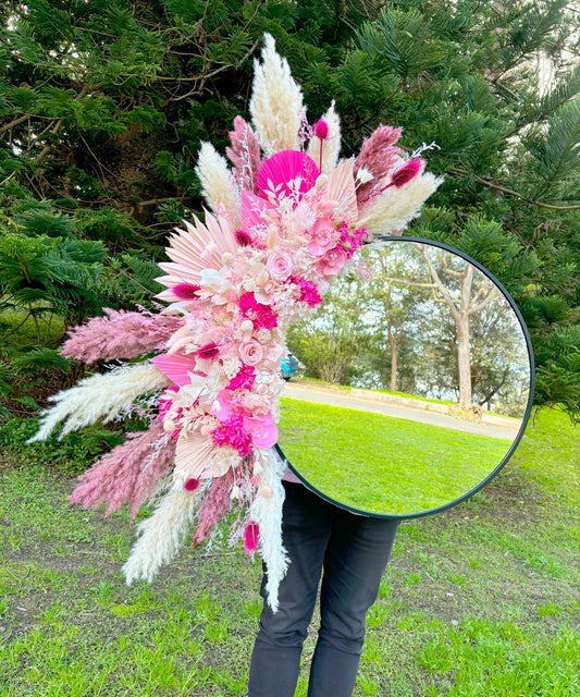 Pretty in Pink - Dried Flower Mirror - Office Flower