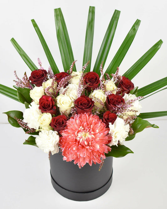 Red and White Blooms (Black Edition) - Office Flower