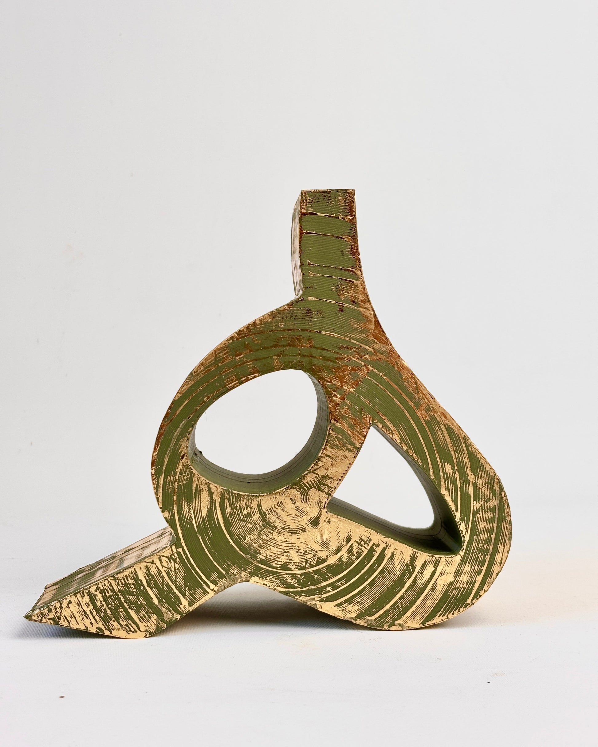 Persian-inspired Heh sculptural vase with unique hand-painted gold finish