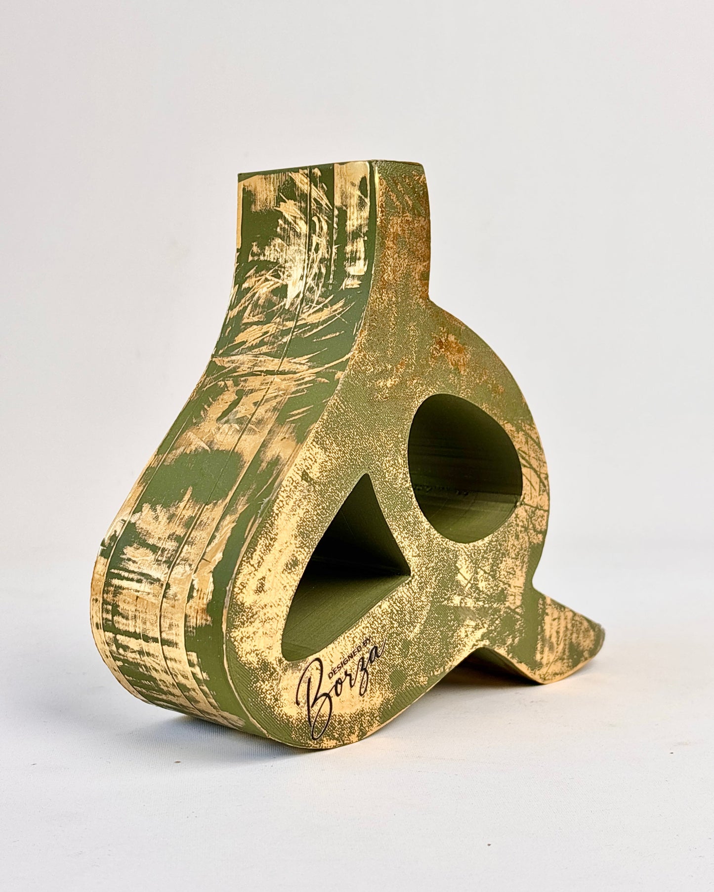 Hand-painted gold sculptural vase inspired by Persian-Arabic letter H