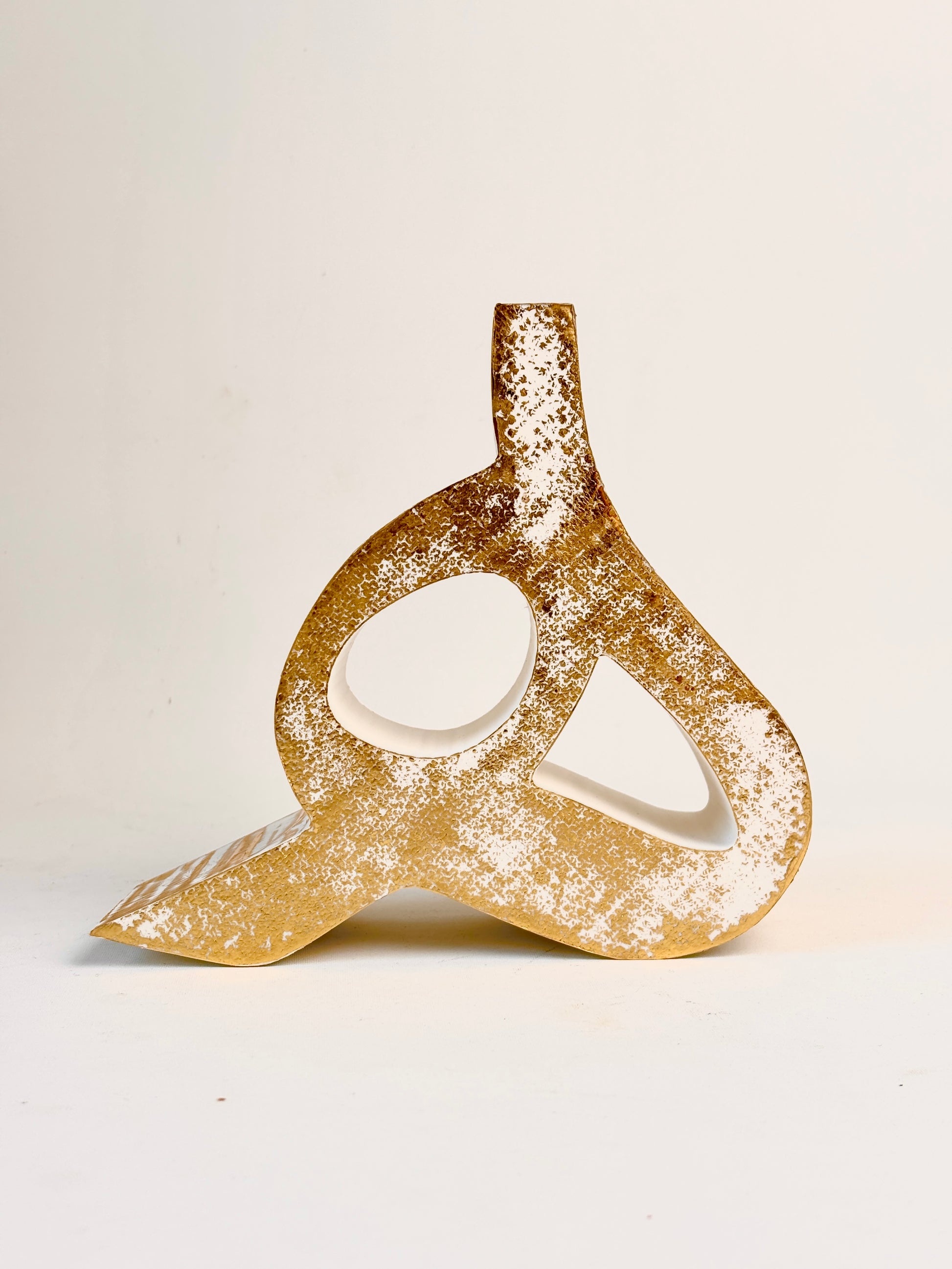 Persian-inspired Heh sculptural vase with unique hand-painted gold finish