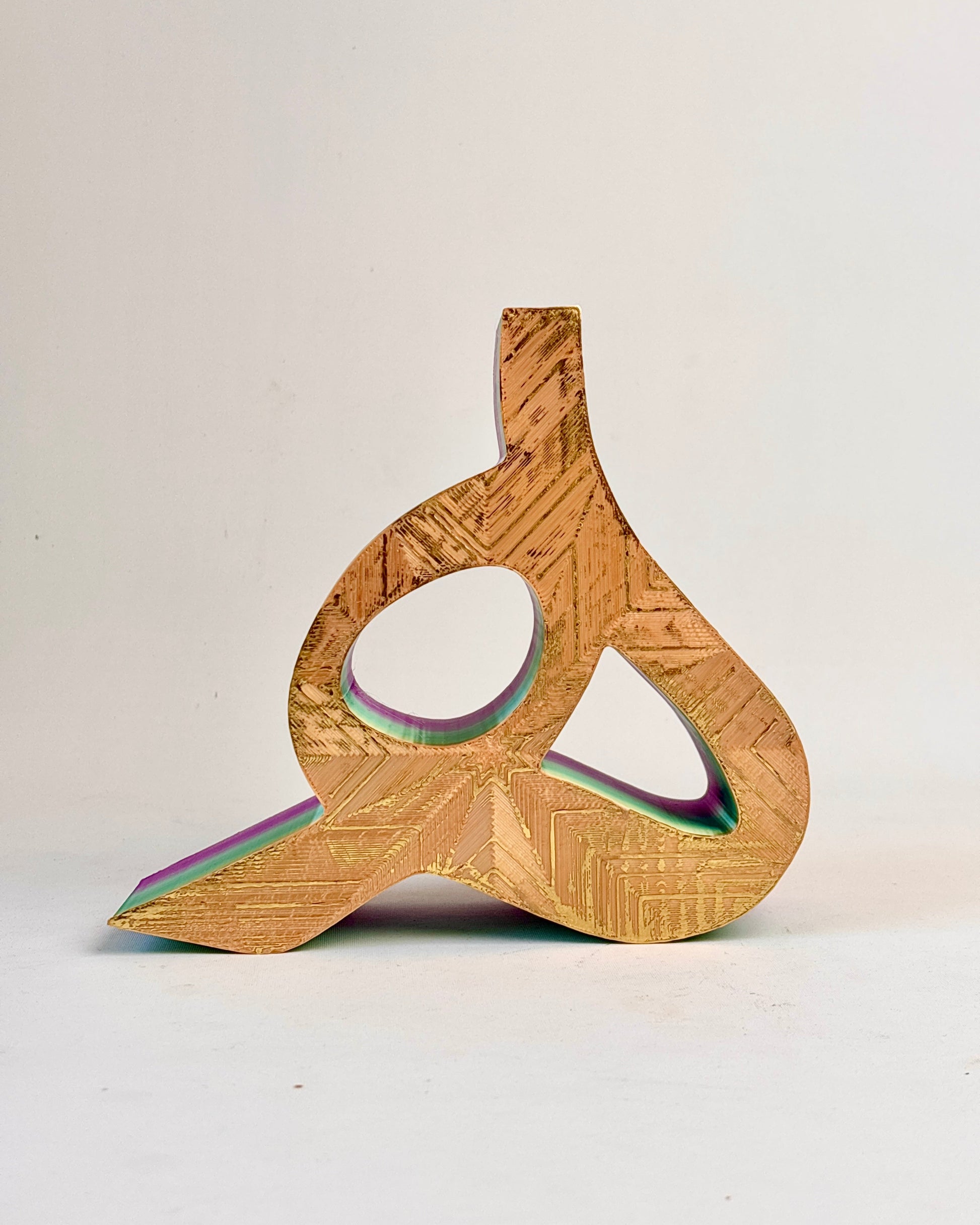 Hand-painted gold sculptural vase inspired by Persian-Arabic letter H