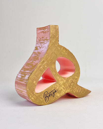 Hand-painted gold sculptural vase inspired by Persian-Arabic letter H