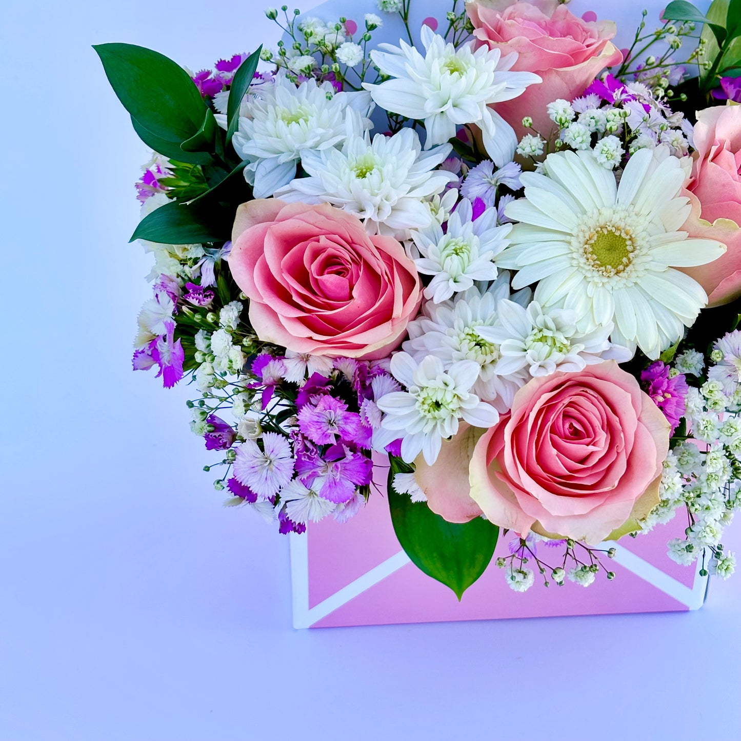 Flower Envelop with pink and white flower delivery Sydney  