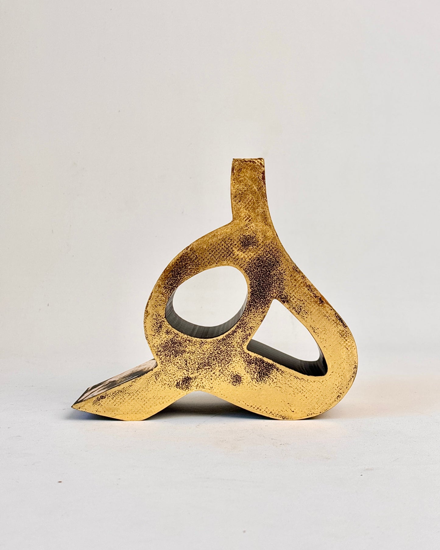 Persian-inspired Heh sculptural vase with unique hand-painted gold finish