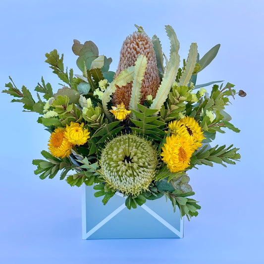 Native Green Flower Arrangment in Box -flower delivery Sydney 