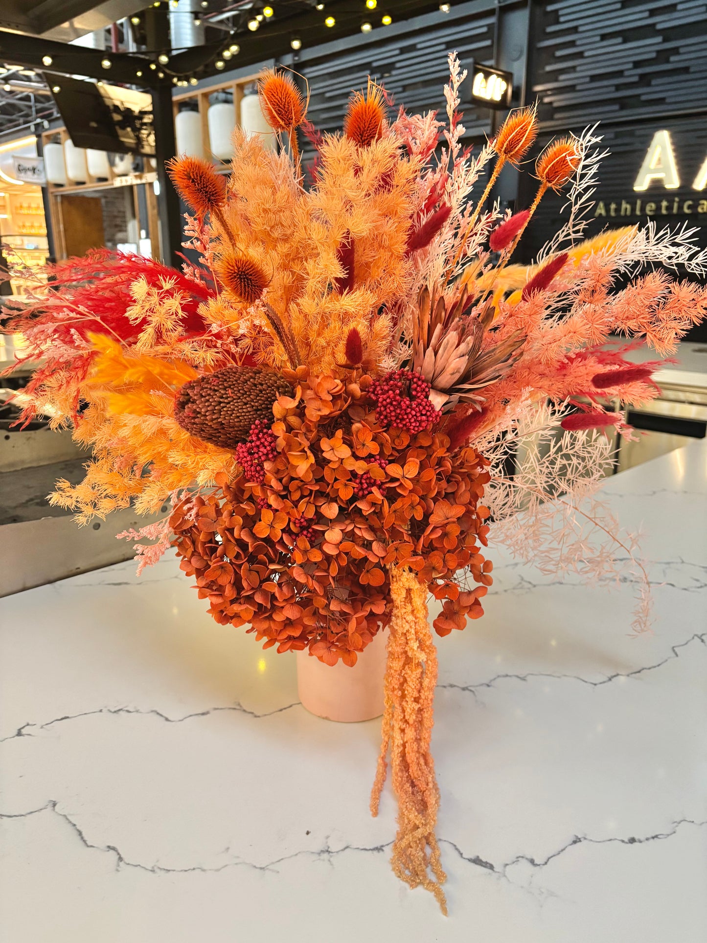 Sunset color flower arrangements 