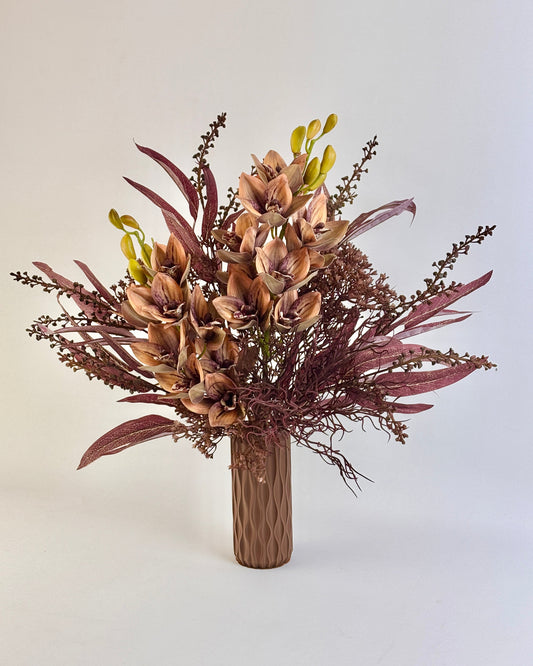 Artificial flower arrangements in brown 
