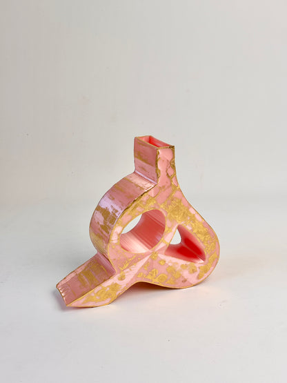 Hand-painted gold sculptural vase inspired by Persian-Arabic letter H