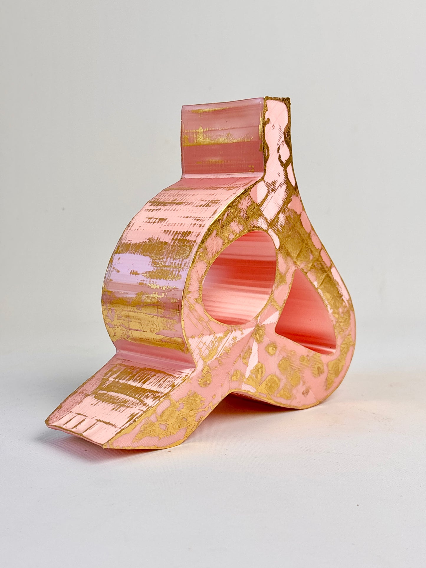 Hand-painted gold sculptural vase inspired by Persian-Arabic letter H