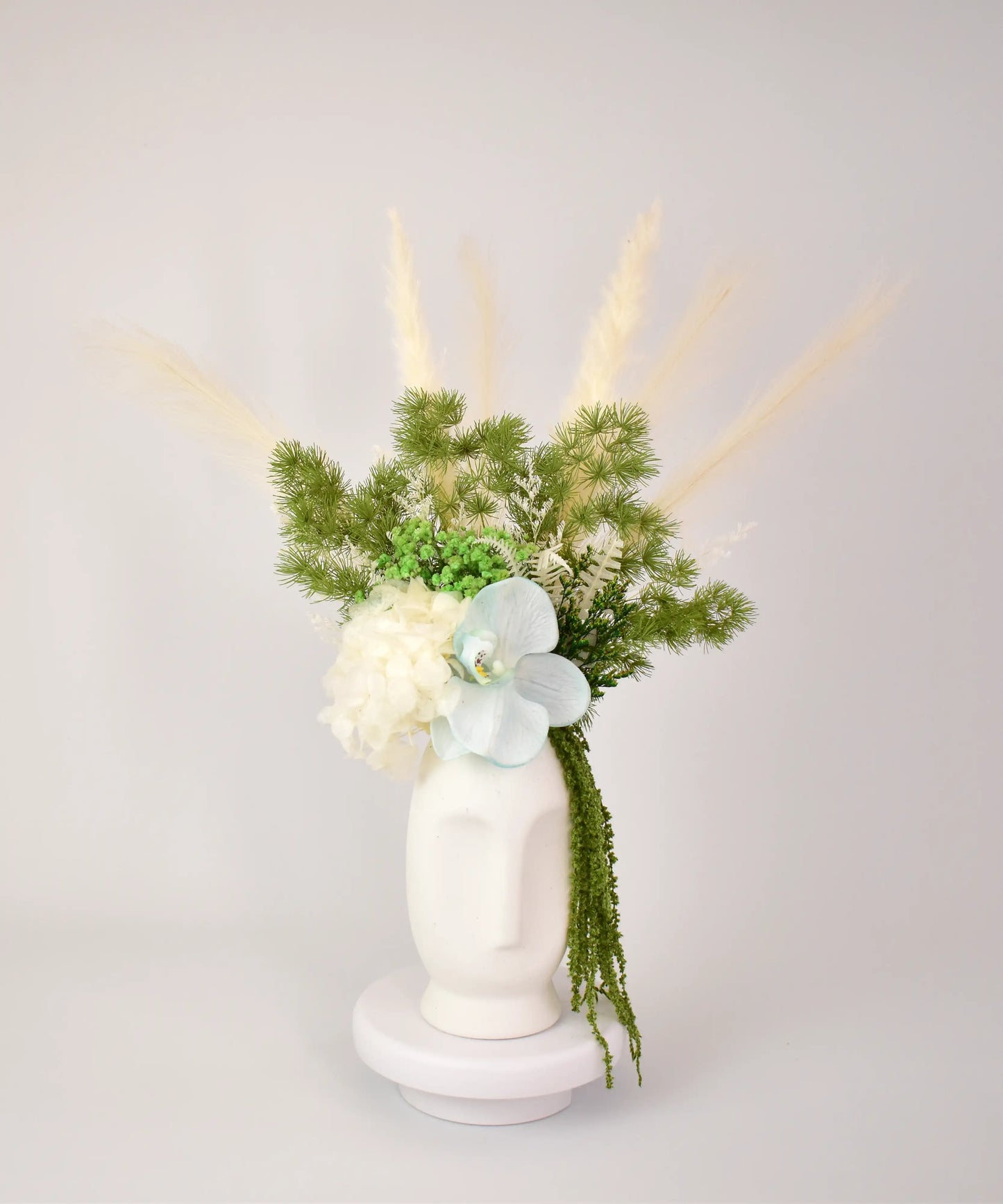 Green And White dried flowers