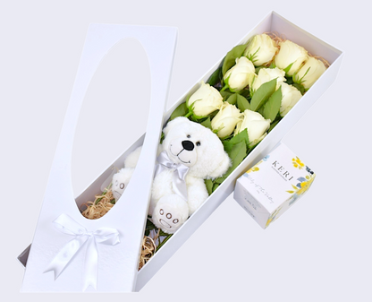 White Rose and a teddy bear