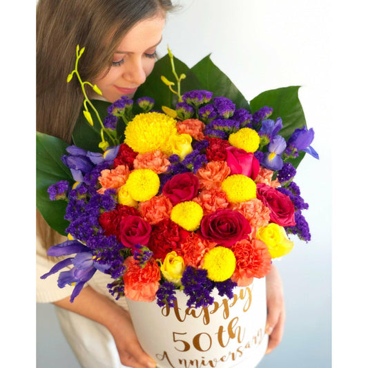 Yellow, blue and orange Blooms - Office Flower