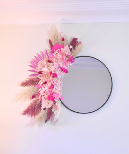 Pink floral mirror