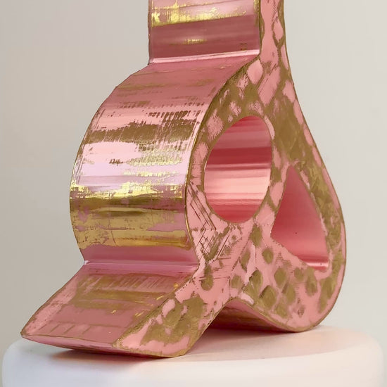 Hand-painted gold sculptural vase inspired by Persian-Arabic letter H