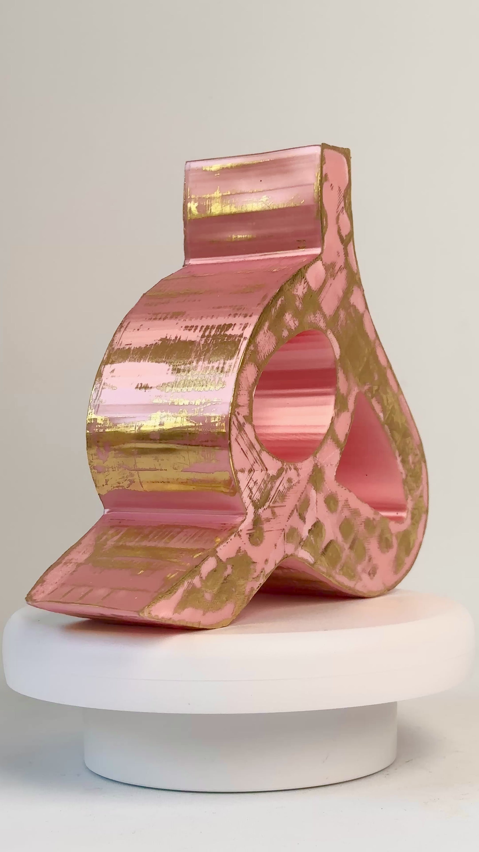 Hand-painted gold sculptural vase inspired by Persian-Arabic letter H