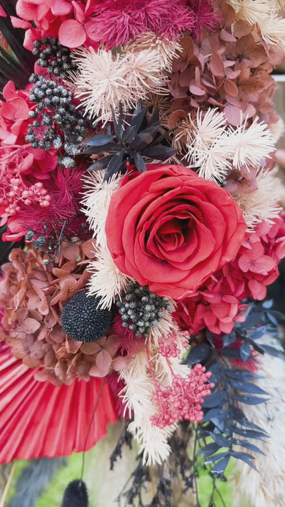 Black and Red Dried Flower Mirror