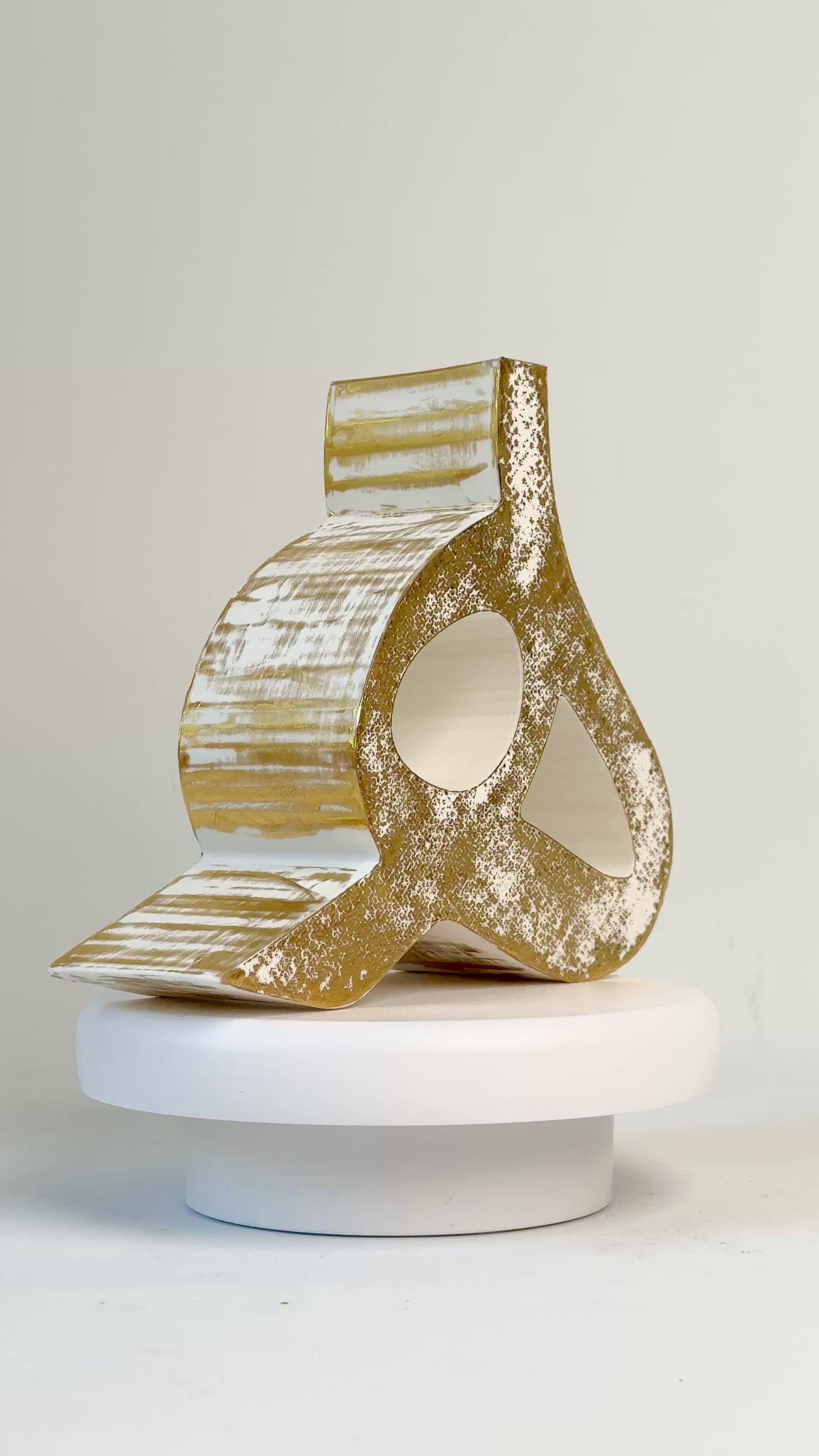 Hand-painted gold sculptural vase inspired by Persian-Arabic letter H