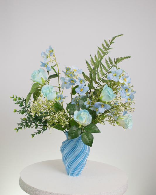 Blue Modern floral interiors, coastal themes.